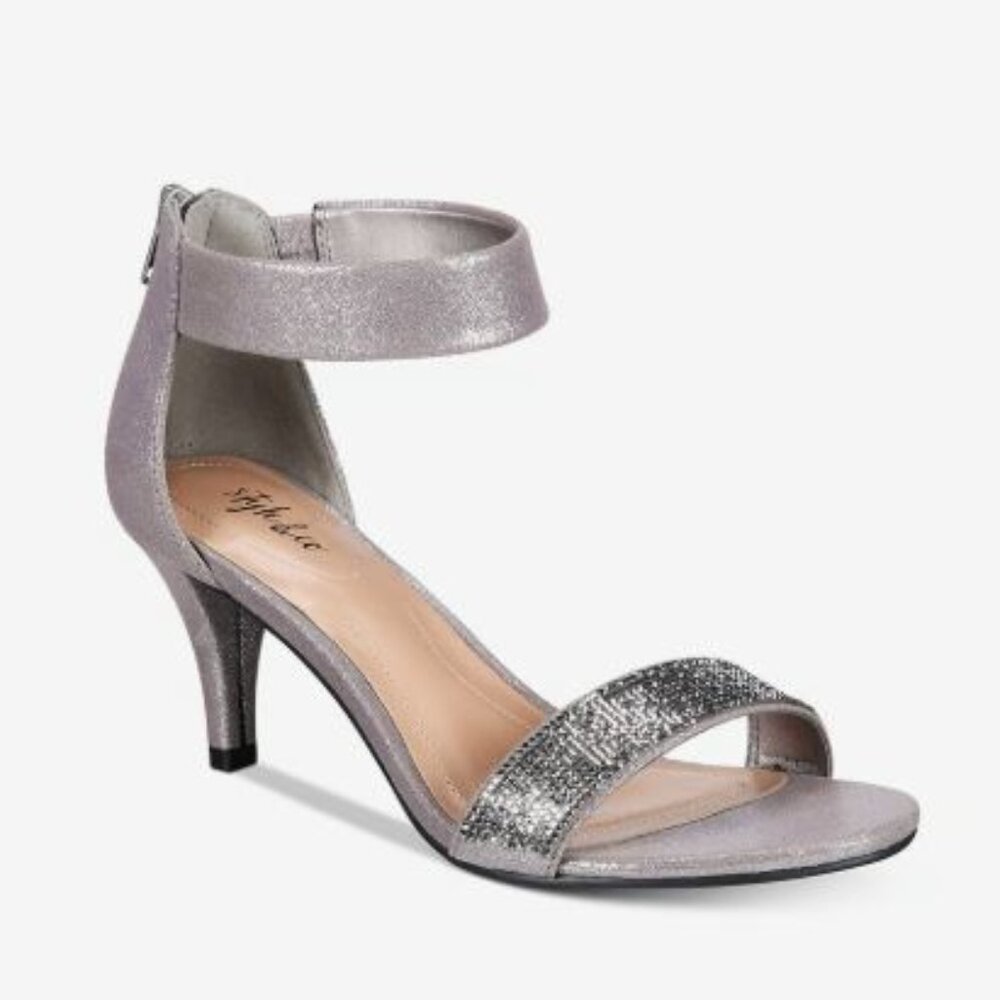 Elegant Silver Heeled Sandals